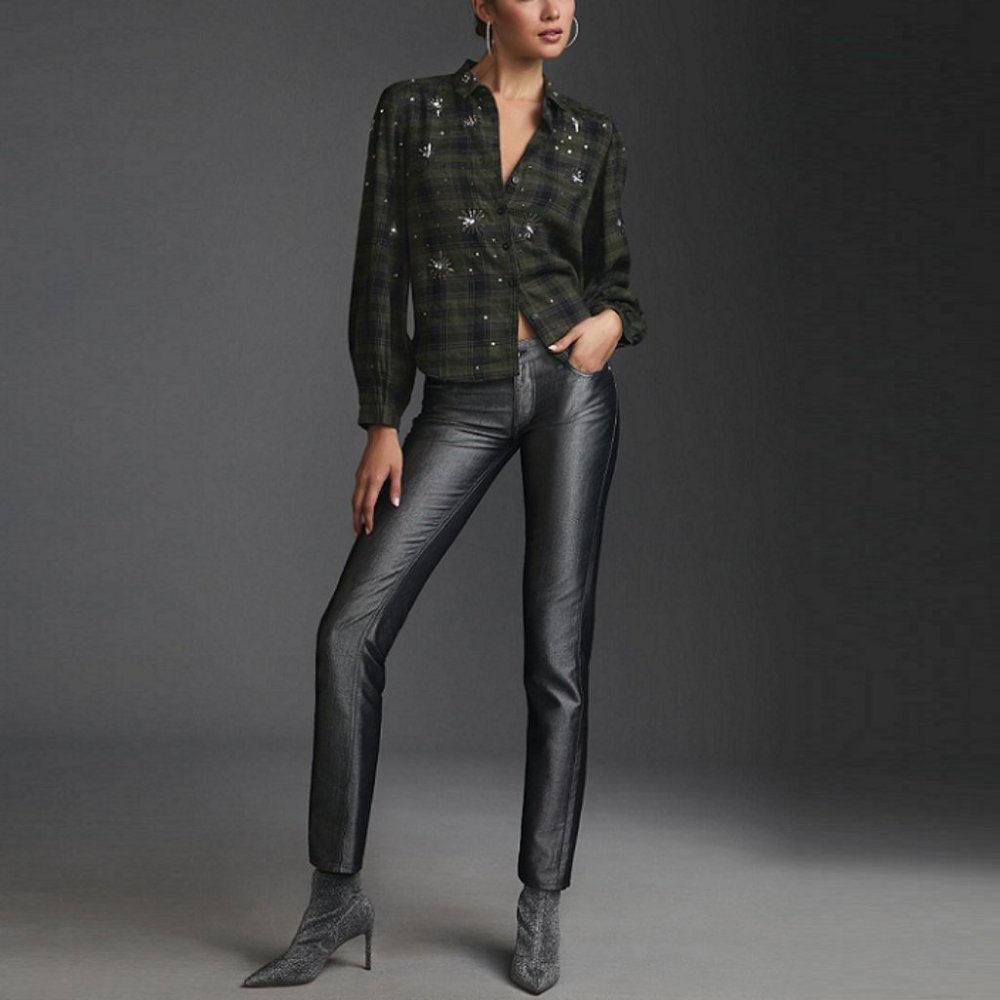 Rag & Bone Piper Low-Rise Straight Shine Pants Jeans - Picture 6 of 15